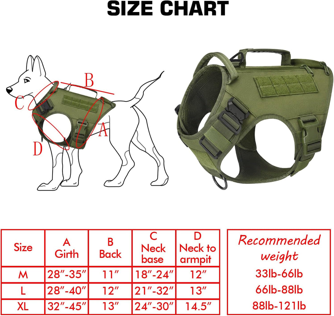 AIWAI Taktisches Hundegeschirr für mittlere und grosse Rassen, Molle-Panels Metallschnalle, Weste mi