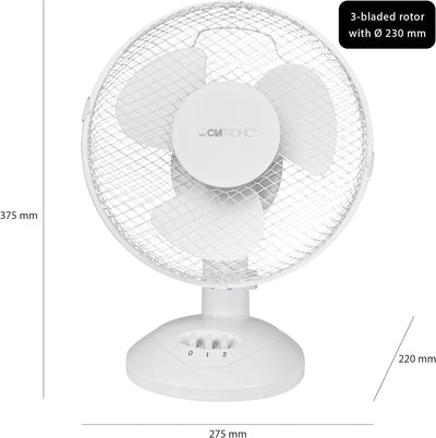 Clatronic Ventilator für Tisch / Tischventilator VL 3601; Mini-Fan für Schlafzimmer, Büro, Wohnmobil