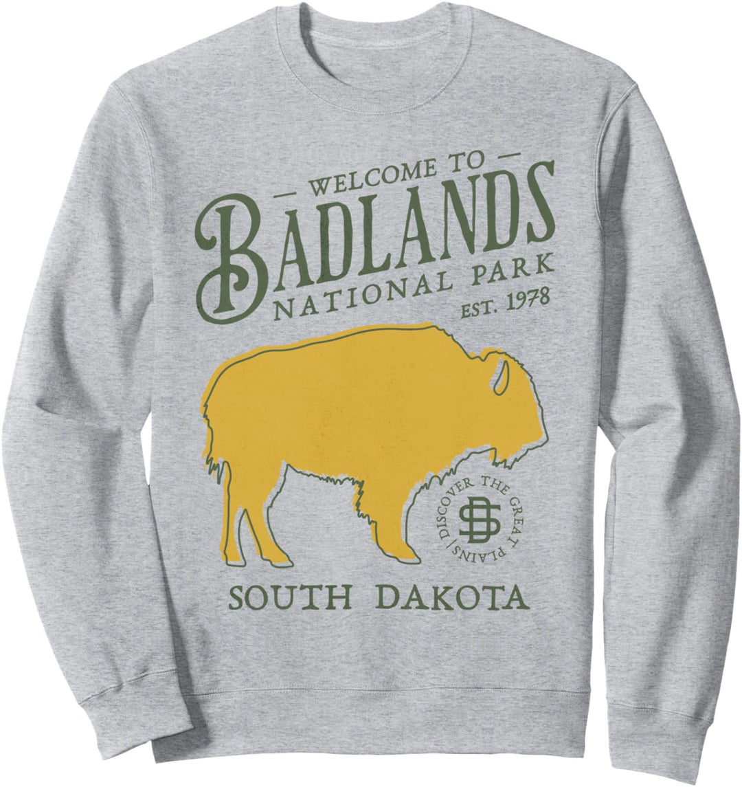Vintage Badlands South Dakota US Nationalpark Bison Sweatshirt
