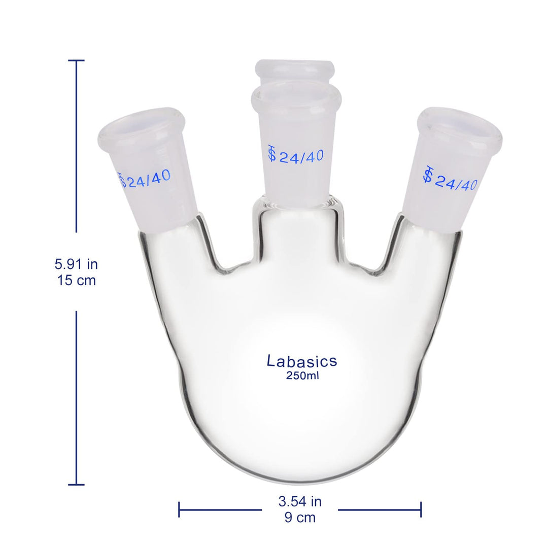 Labasics 4-Hals Rund Untere Kolben RBF, Dickwandiger Borosilikatglas-Laborkolben mit 4 Schrägen Häls