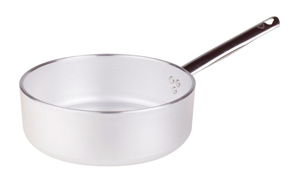 Pentole Agnelli Linie Aluminium Profi Schmortopf mit einem Griff, Stärke 5 mm 28 cm Silber/schwarz,