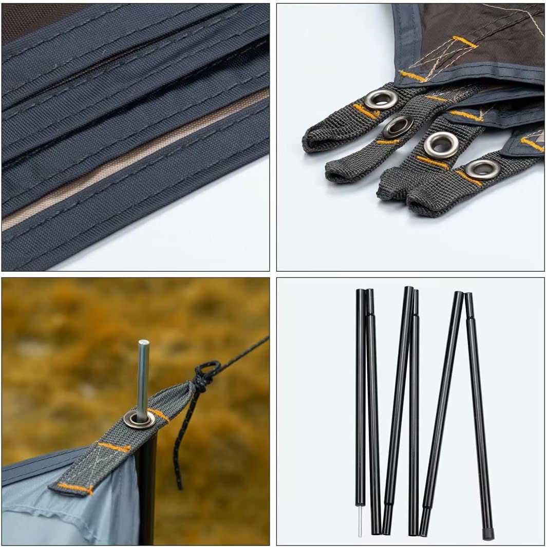 Forceatt Zeltplane, 3,7 * 4,3 m Tarp Ultraleicht mit 6 Umreifungspunkten, Anti-UV & wasserdicht Tarp