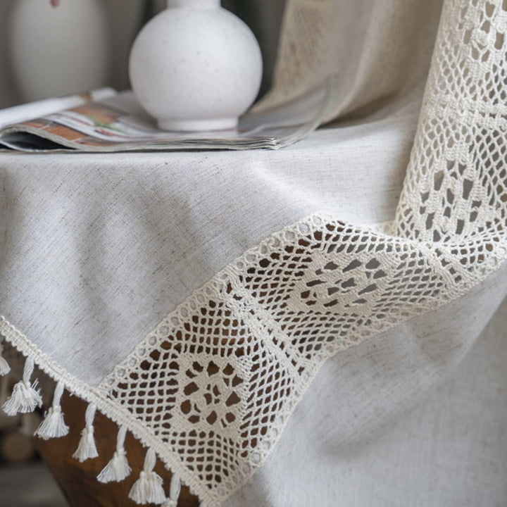 Tospass Vintage Landhausstil Häkeln Stricken Vorhang Boho Bohemien Vorhänge Aushöhlen Quaste 2 Stück