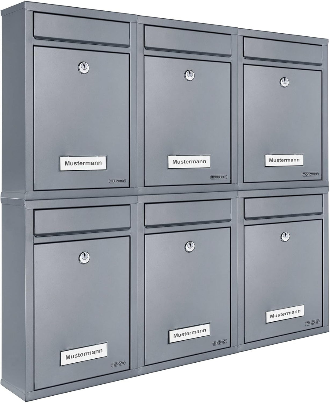 MONZANA® Briefkasten Silber inkl. 2 Schlüssel Namensschild abschliessbar Mailbox Briefkastenanlage P