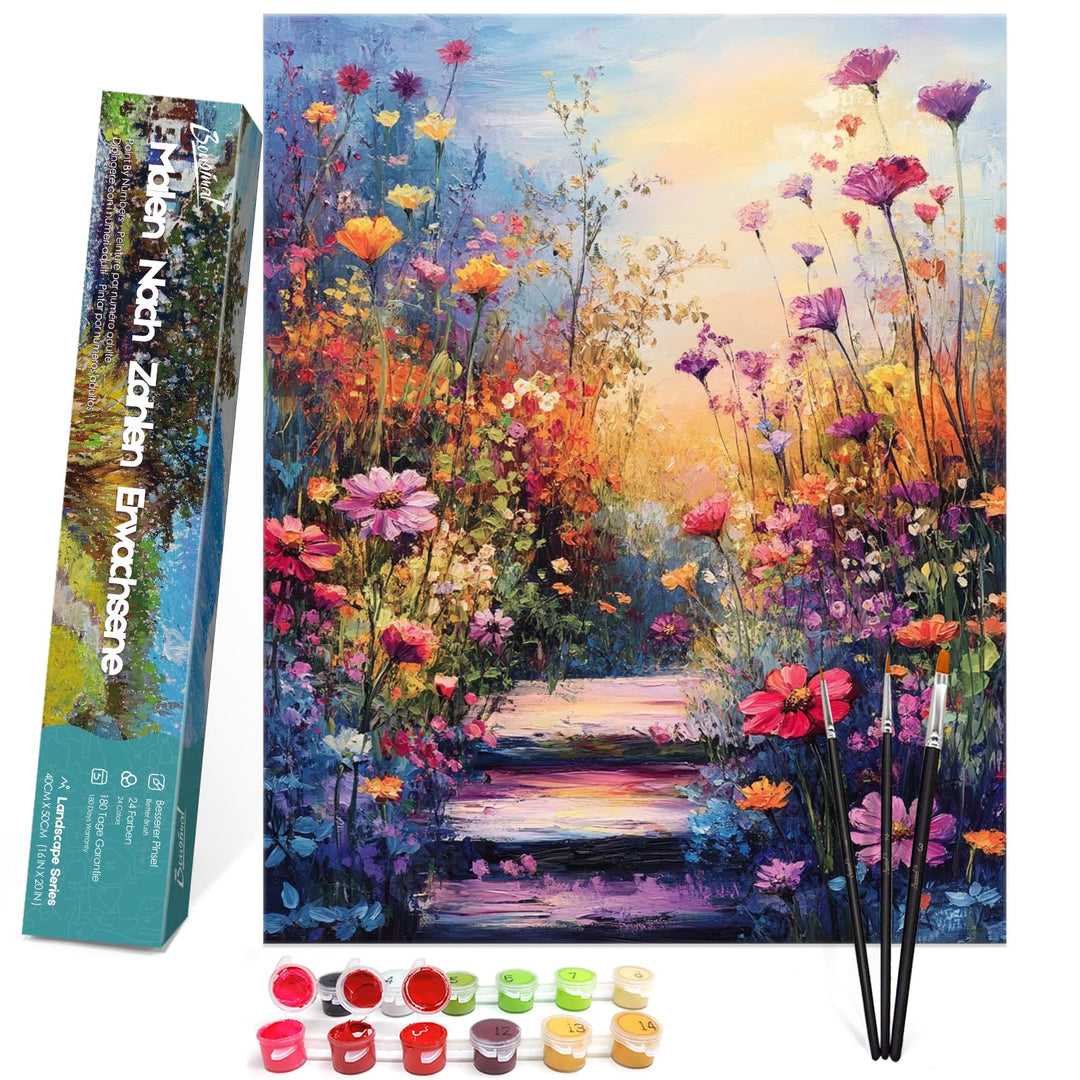 Bougimal Malen Nach Zahlen Erwachsene Landschaft Ohen Rahmen inklusive Pinsel und Acrylfarben - 40 x