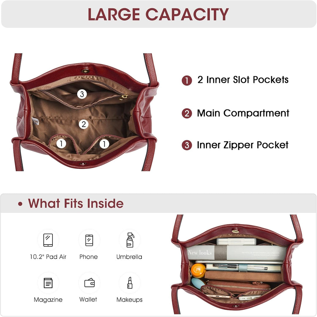 Kattee Soft Damen Echtes Leder Totes Umhängetasche Geldbörsen und Handtaschen Umhängetasche mit Magn
