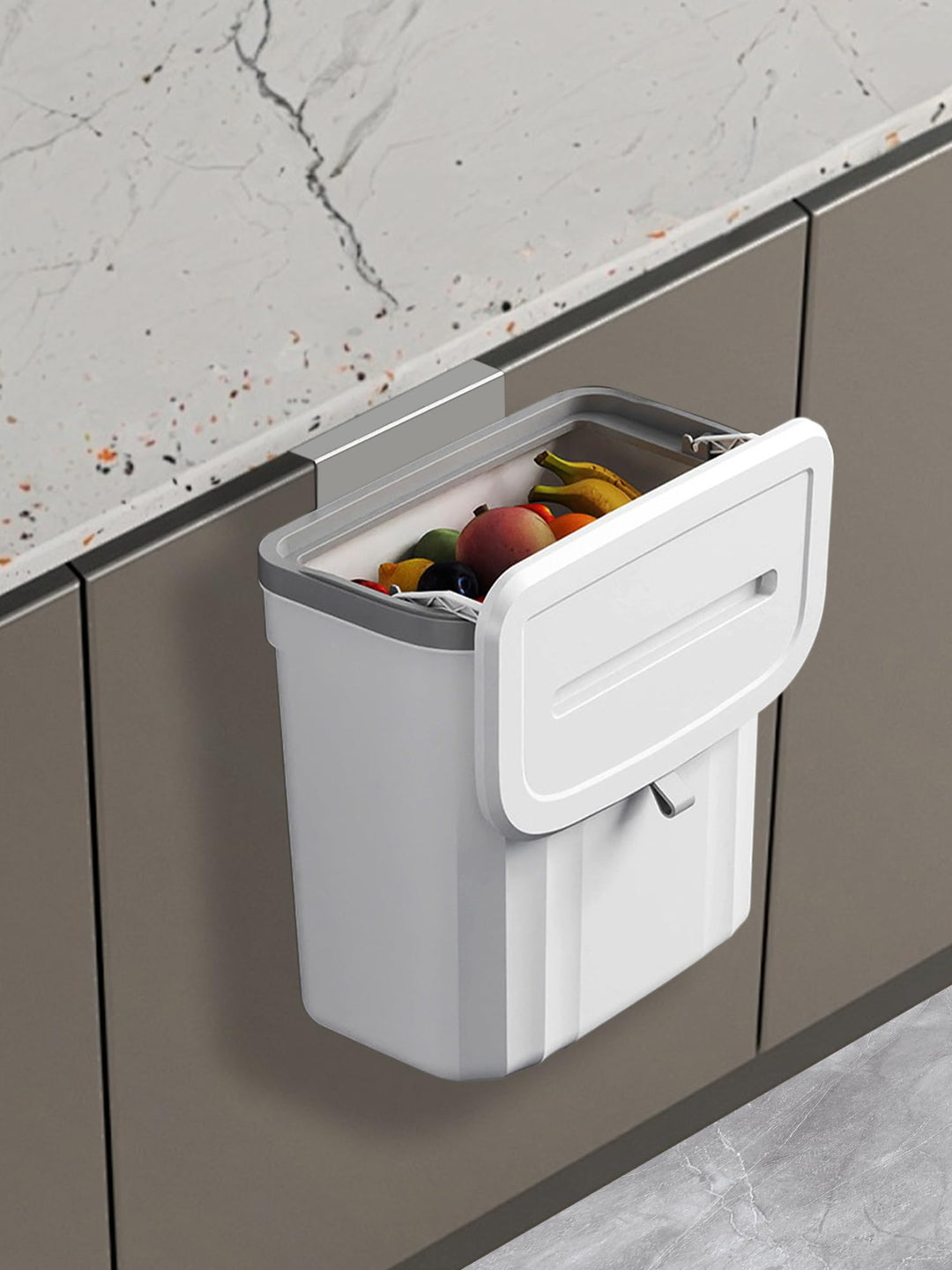 Küchenmülleimer 9L mit Deckel, Biomülleimer Kompostbehälter - Hängender & Wandmontierter Abfallsamml