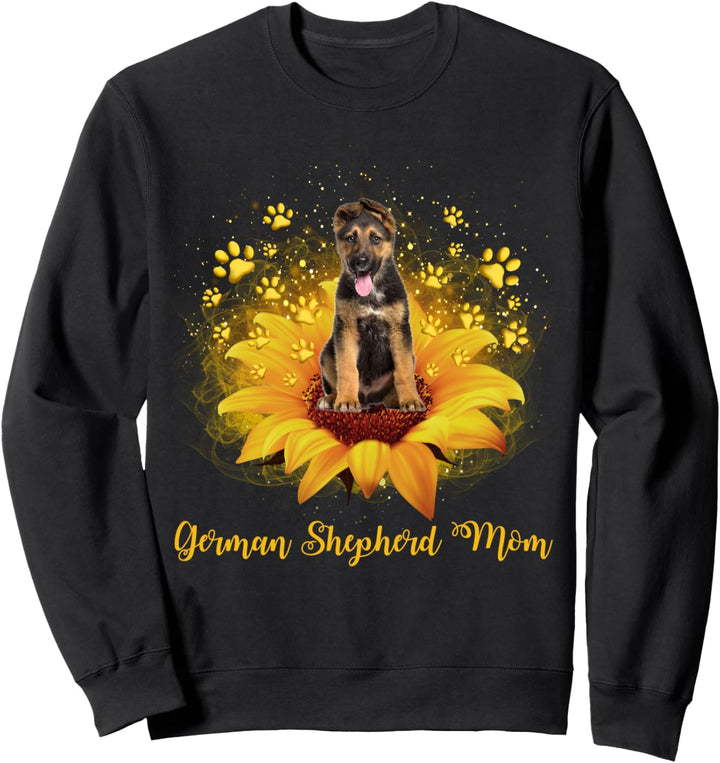 German Shepherd Mom Sunflower With Dog Paw Mother's Day Sweatshirt