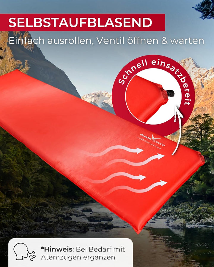 Black Crevice selbstaufblasbare Luftmatratze I Isomatte selbstaufblasend I Outdoor-Isomatte I aufbla