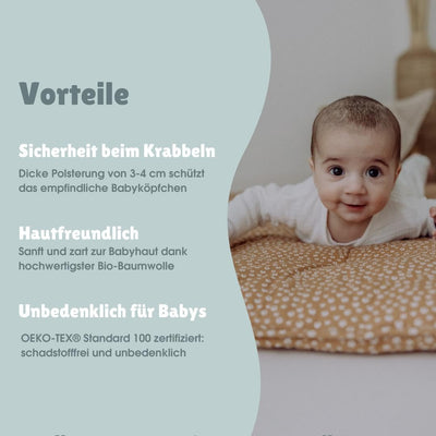 emma & noah Krabbeldecke Baby, 120x120 cm, Gross und Gepolstert, Bio-Baumwolle, Oeko-TEX Zertifizier