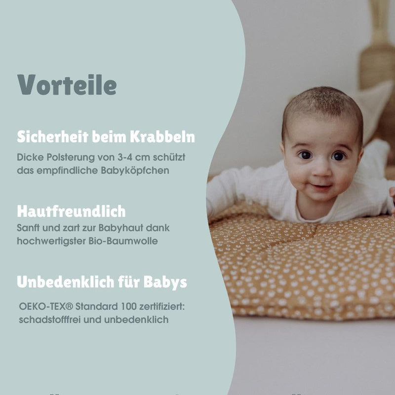 emma & noah Krabbeldecke Baby, 120x120 cm, Gross und Gepolstert, Bio-Baumwolle, Oeko-TEX Zertifizier