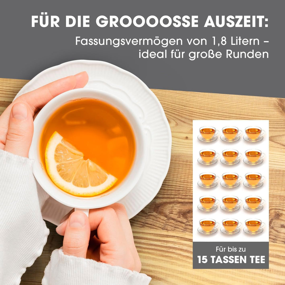 GOURMETmaxx Edelstahl-Wasserkocher 1,8 L | Leistungsstarker Boiler mit Abschaltfunktion und 360° Bas