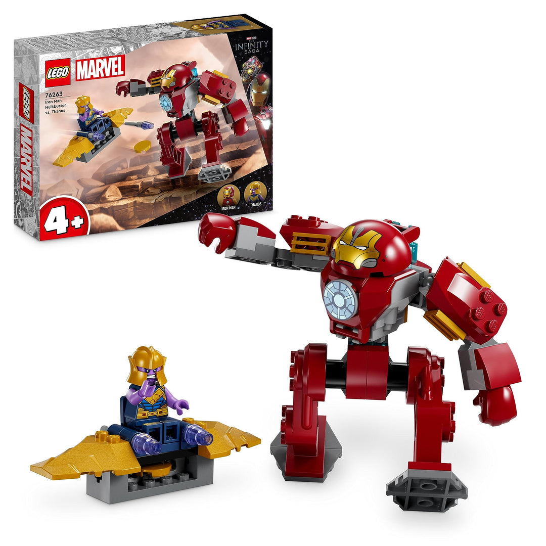 LEGO Marvel Iron Man Hulkbuster vs. Thanos Set für Kinder ab 4 Jahren, Superhelden-Action basierend