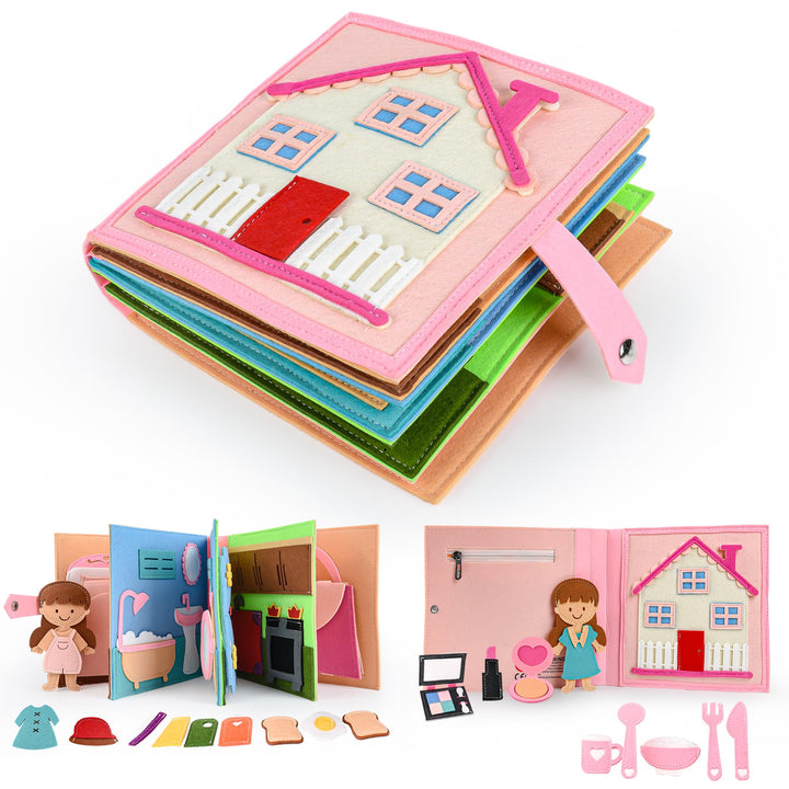 Quiet Book 2 Jahre | Babybücher aus Weichem Stoff Früh Lernen Lebenskompetenzen Lernspielzeug 3D Fil