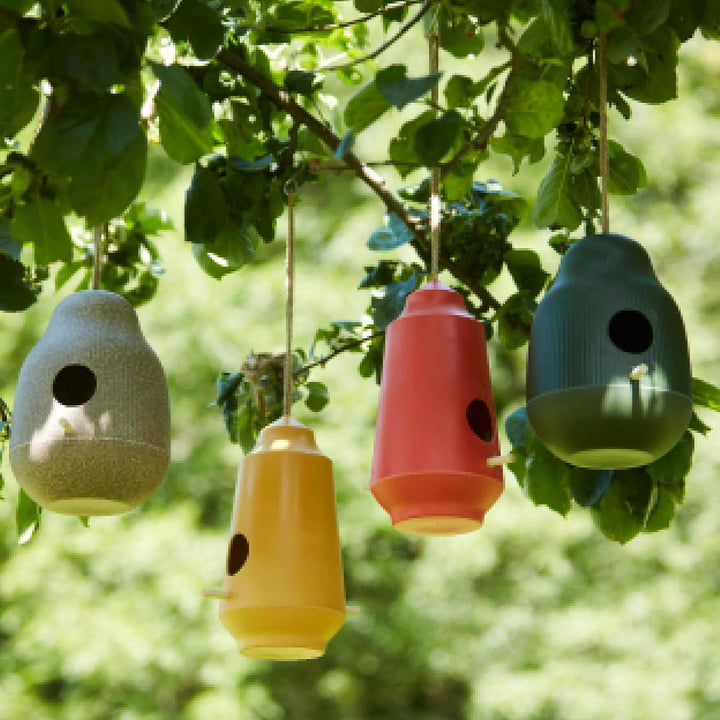 Point-Virgule Nistkasten für vögel, Vogelhaus zum aufhängen, aus Bambusfasern, Orange ø 15cm H 28cm,