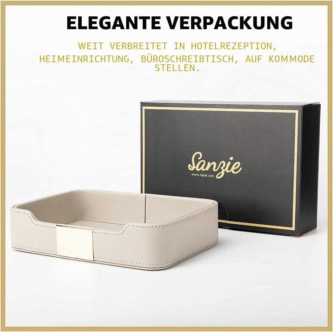 SANZIE Luxuriöses Leder-Tablett, Schreibtisch-Aufbewahrung, Catchall-Organizer, dekoratives Tablett
