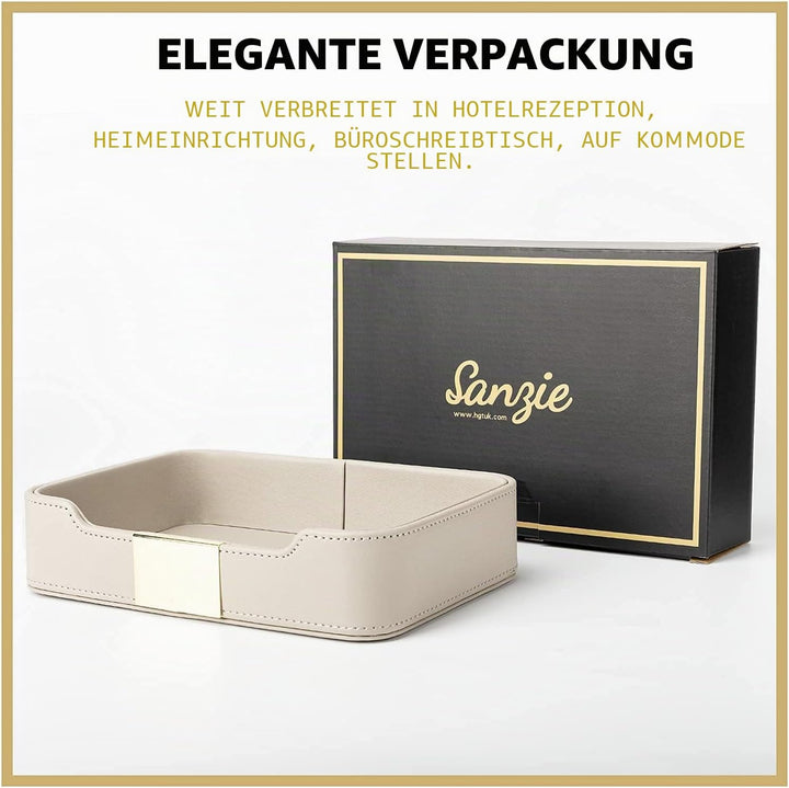 SANZIE Luxuriöses Leder-Tablett, Schreibtisch-Aufbewahrung, Catchall-Organizer, dekoratives Tablett