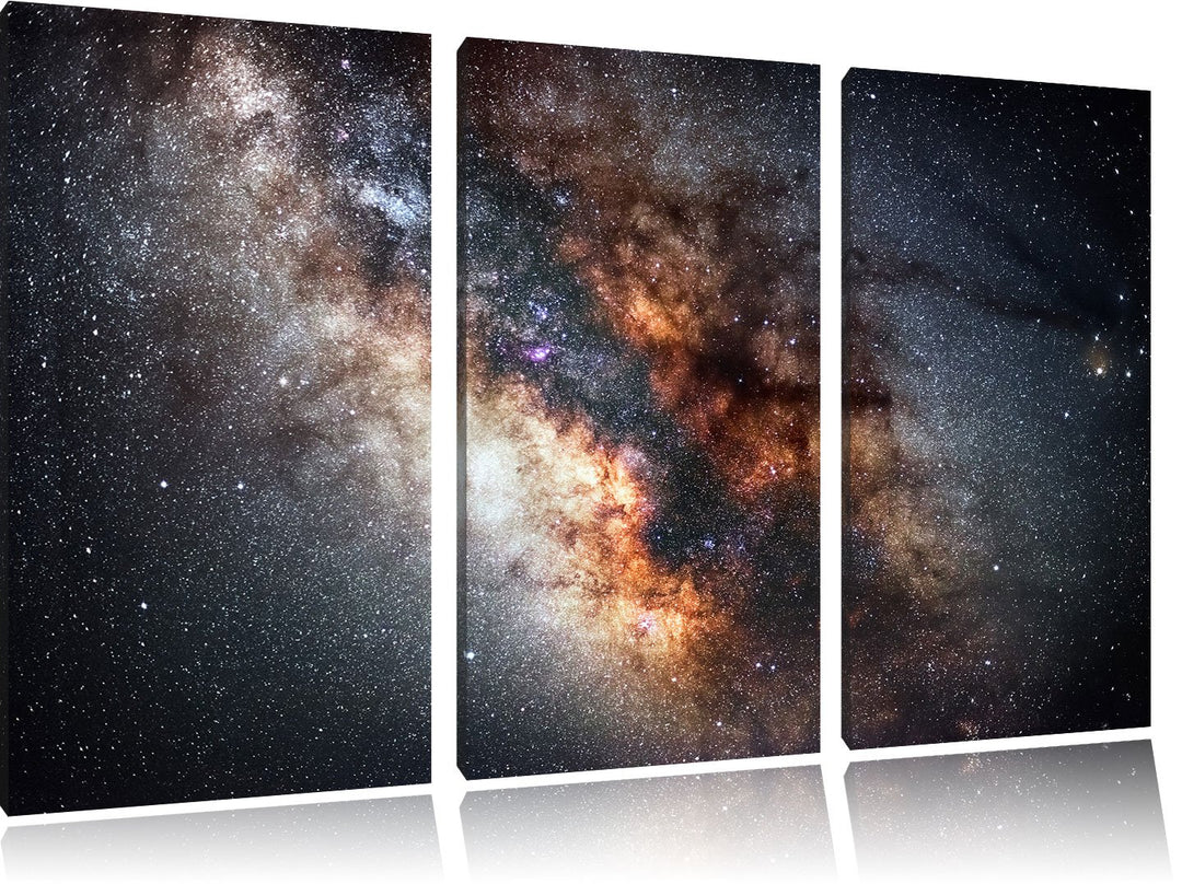 Pixxprint Zentrum der Milchstrasse 3-Teiler Leinwandbild 120x80 Bild auf Leinwand