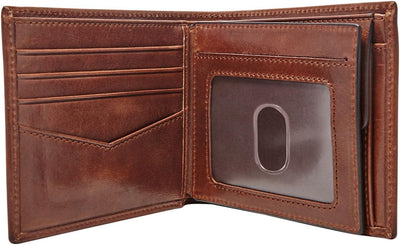 Fossil Herren Ryan Leather Bifold Geldbörse 11,43 cm L x 2,54 cm B x 9,525 cm H Dunkelbraun, Dunkelb