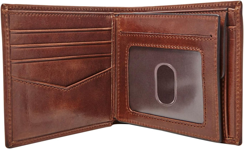 Fossil Herren Ryan Leather Bifold Geldbörse 11,43 cm L x 2,54 cm B x 9,525 cm H Dunkelbraun, Dunkelb