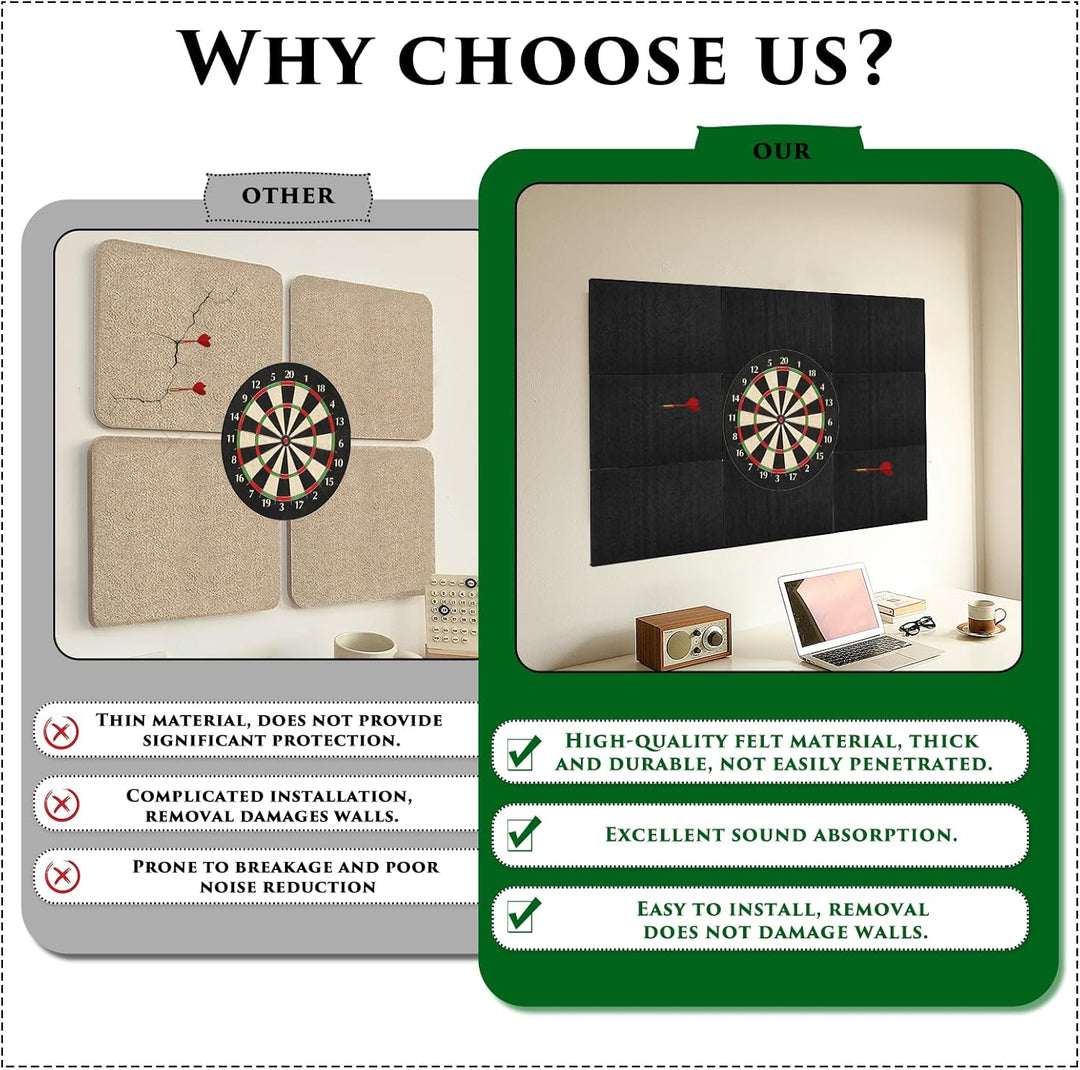 Dart Wandschutz 9 Stück Wandschutz Dartscheibe 30x30cm Dicke von 1,5 cm Dartboard Wandumrandung Selb