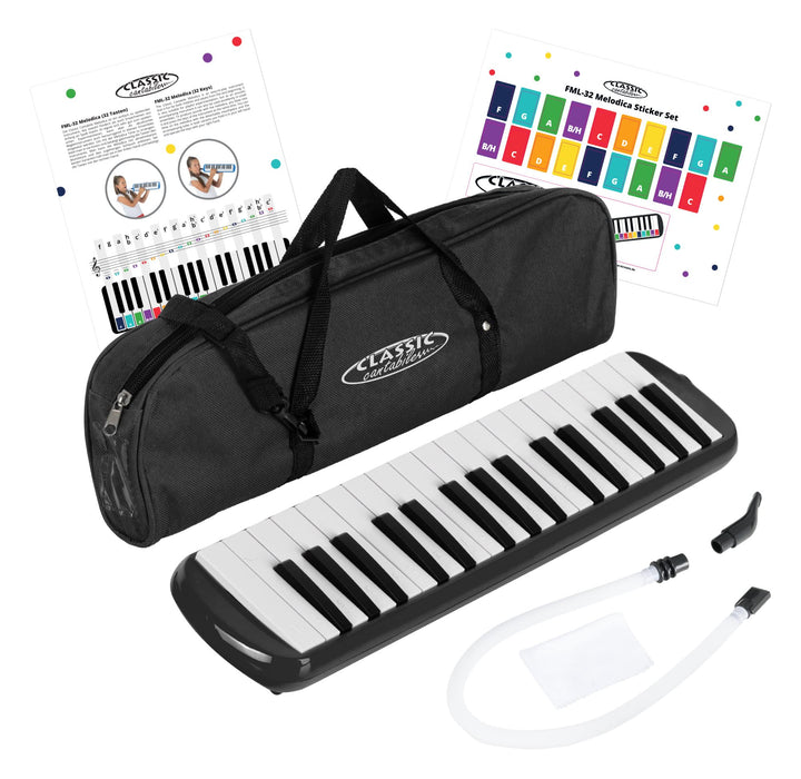 Classic Cantabile FML-32 BK Melodica - Blasharmonika mit 32 Tasten - Tonumfang: f - c³ - Booklet mit