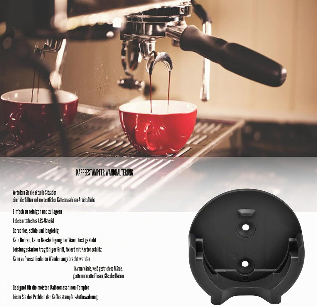 Kaffee-Siebträger-Wandregal, Selbstklebend ABS in Lebensmittelqualität Kaffee-Tamper-Wandhalter Star