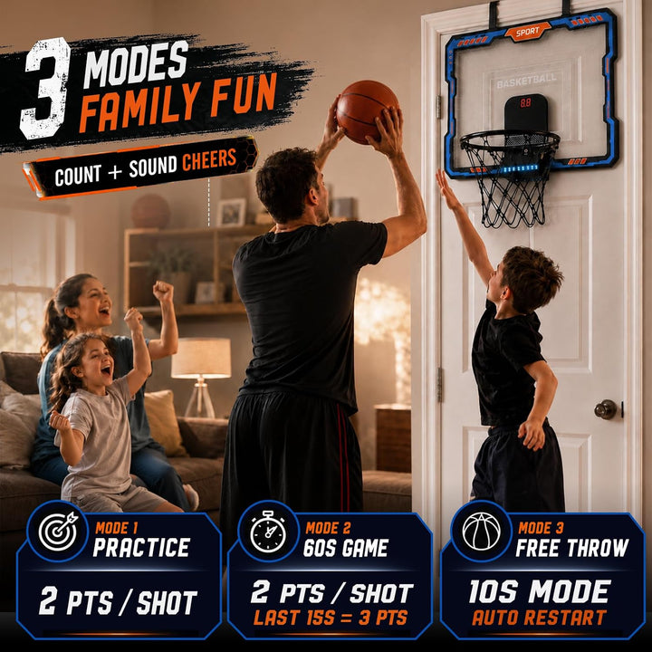 YESHIN Indoor Basketballkorb Kinder mit 7 Farb-LED Licht & Fernbedienung, Mini Basketball Set für Tü