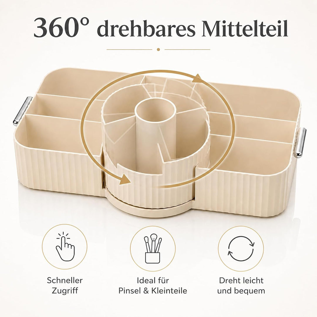 Kosmetik Organizer 360° Drehbar, Acryl, Creme | Make Up Aufbewahrung, Pinselhalter &amp; Schminktisch Or