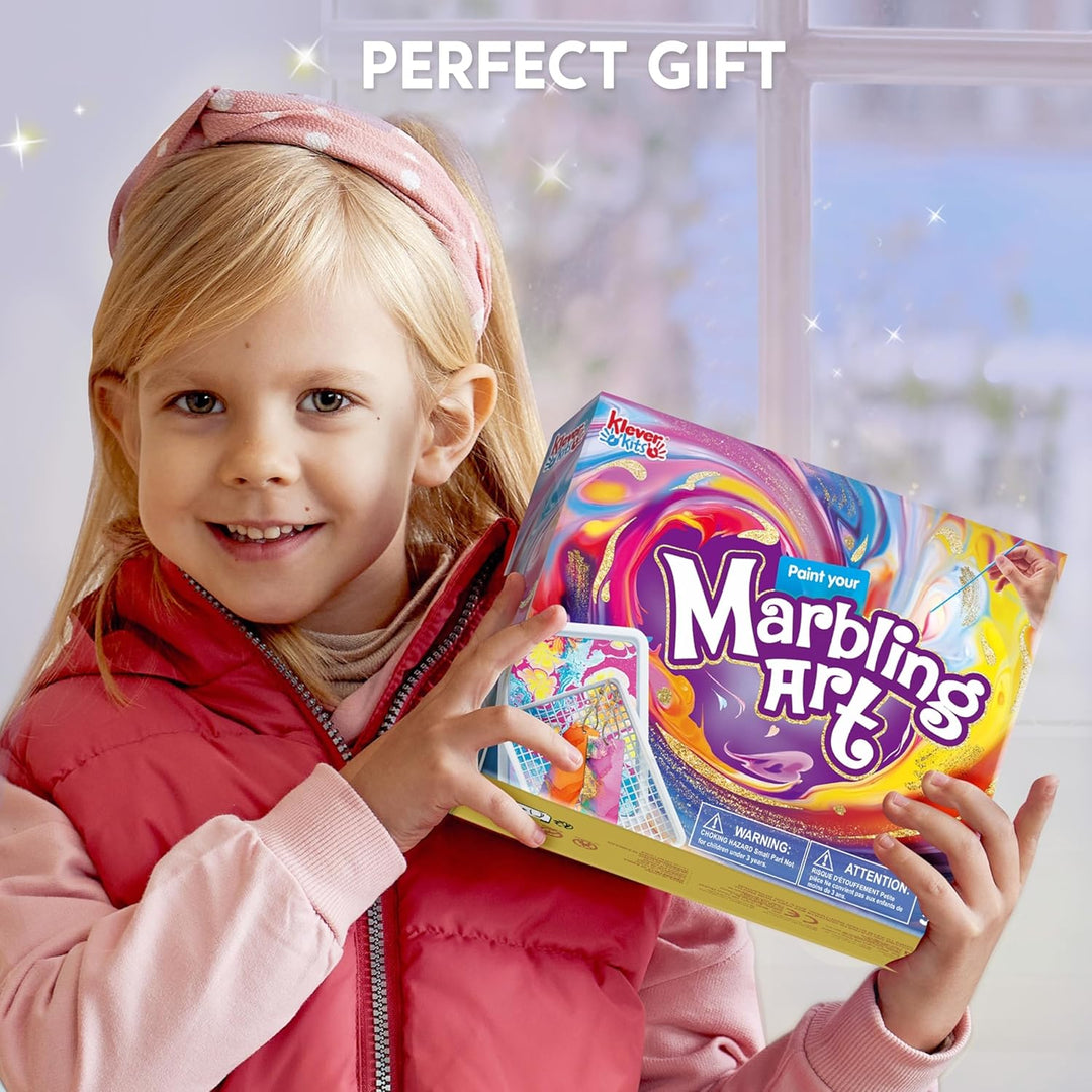 Klever Kits Wasser Marmorierfarbe für Kinder,Magic Marbling Paint Art für Mädchen ab 6-12 Jahren,Mar