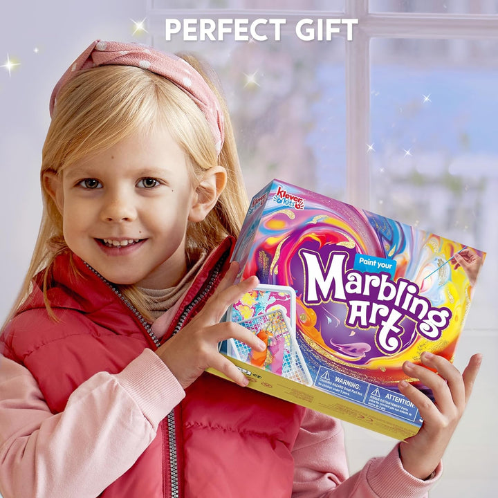 Klever Kits Wasser Marmorierfarbe für Kinder,Magic Marbling Paint Art für Mädchen ab 6-12 Jahren,Mar