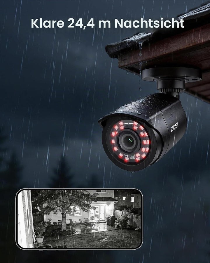 ZOSI 8CH 1080P Full HD Überwachungskamera System ohne Festplatte H.265+ HDMI DVR Recorder mit 8X 2MP