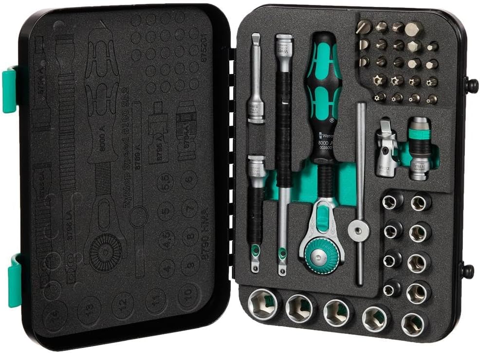 Wera 8100 SA 2 Zyklop Speed-Knarrensatz, 1/4 Zoll metrisch, Schwarz, 42-teilig, 05003533001 1/4 Zoll