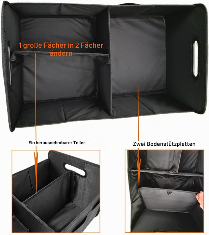 Auto Kofferraum Organizer, zusammenklappbarer Auto Kofferraum Organizer, 68L Lagerung Tidy mit 2 gro