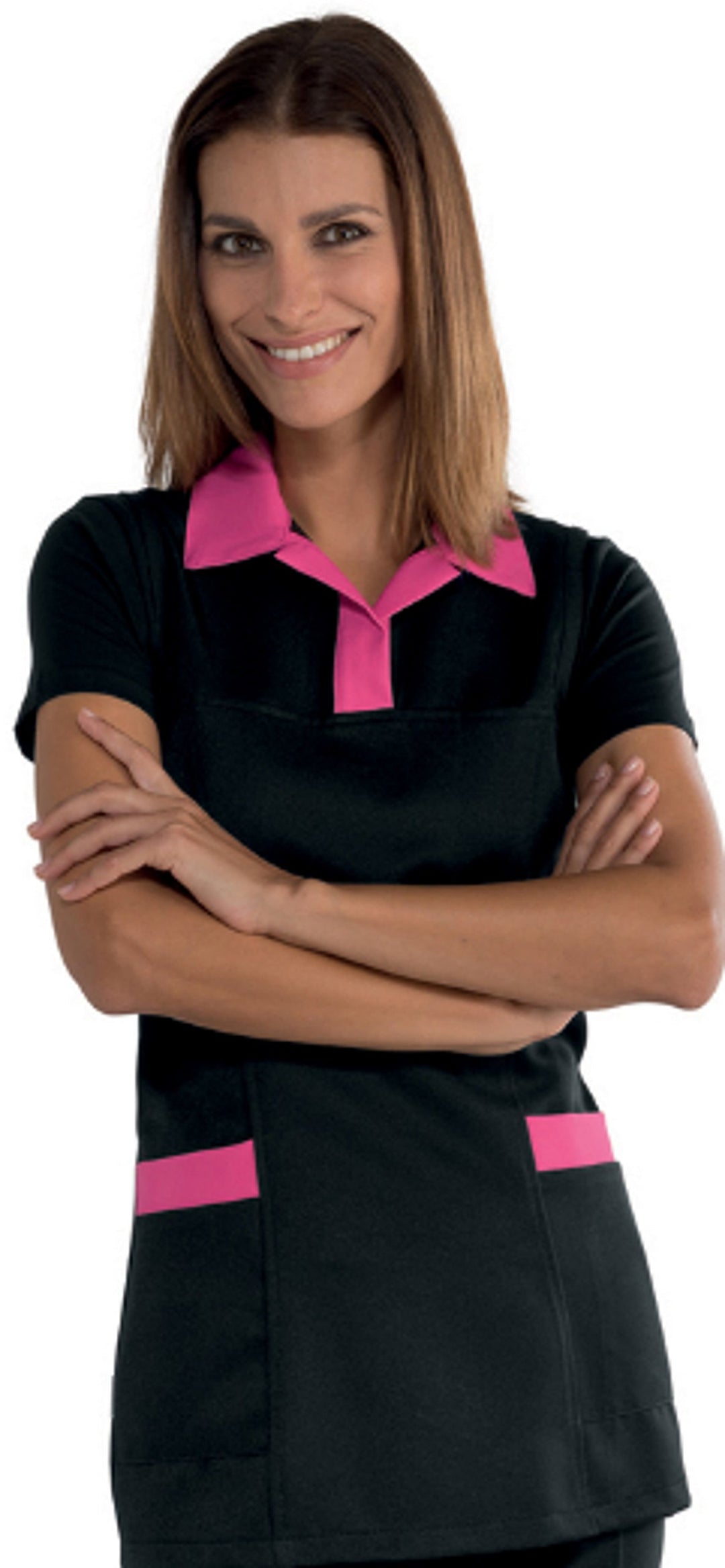Überwurfschürze TRINIDAD verschiedene Farben Nero+fuxia - 25976, Nero+fuxia - 25976