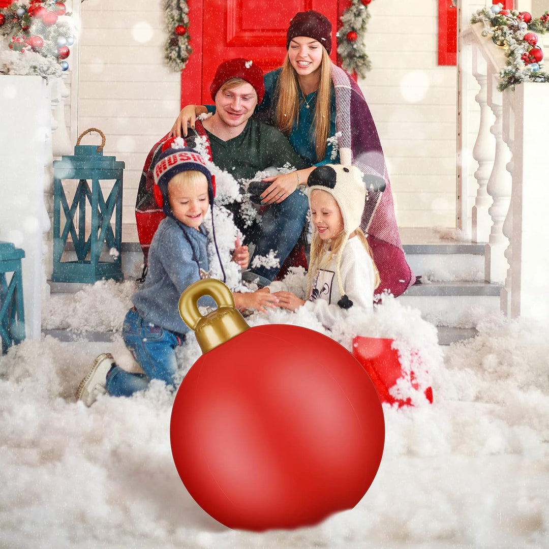 KAHEIGN 2Pcs Aufblasbare Weihnachtskugeln, 60cm Gross Weihnachtskugeln Outdoor Aufblasbar PVC Weihna