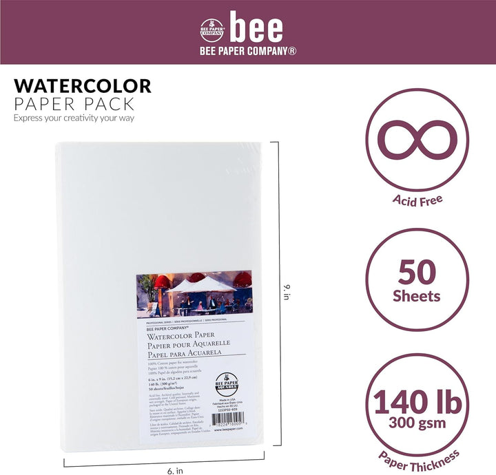 Bee Paper Company Aquarellpapier, 100% Baumwolle, 91,4 cm x 4,5 m Rolle 36-inch x 5-yard Roll, 36-in