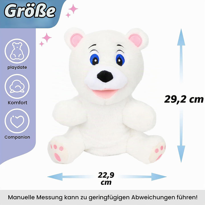 Hopearl Plüsch weisse Bär Handpuppe mit offenem beweglichem Mund für fantasievolles Spiel, Rollenspi