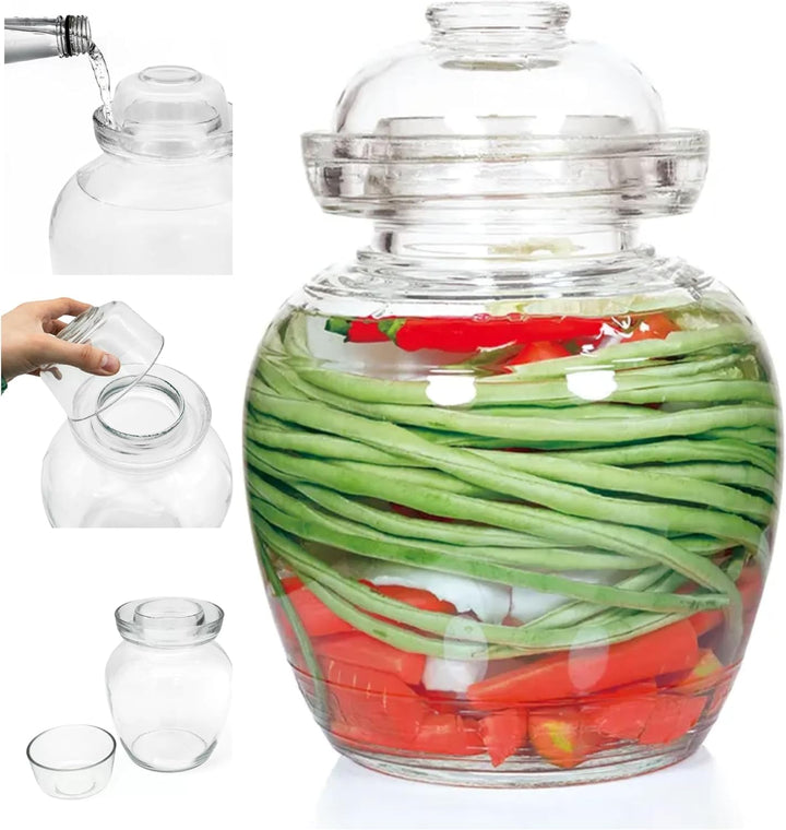 Kimchi -Glas Gärglas mit breiter Öffnung und Wasserverschluss Fermentieren Topf Gemüse Glastopf Glas