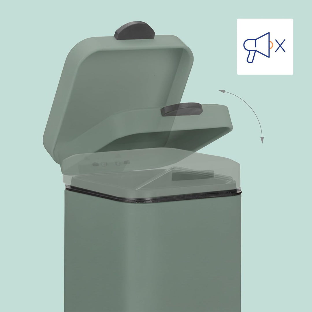 Relaxdays Kosmetikeimer Wandmontage, 3 l, Absenkautomatik, entnehmbarer Inneneimer, Bad Mülleimer, E