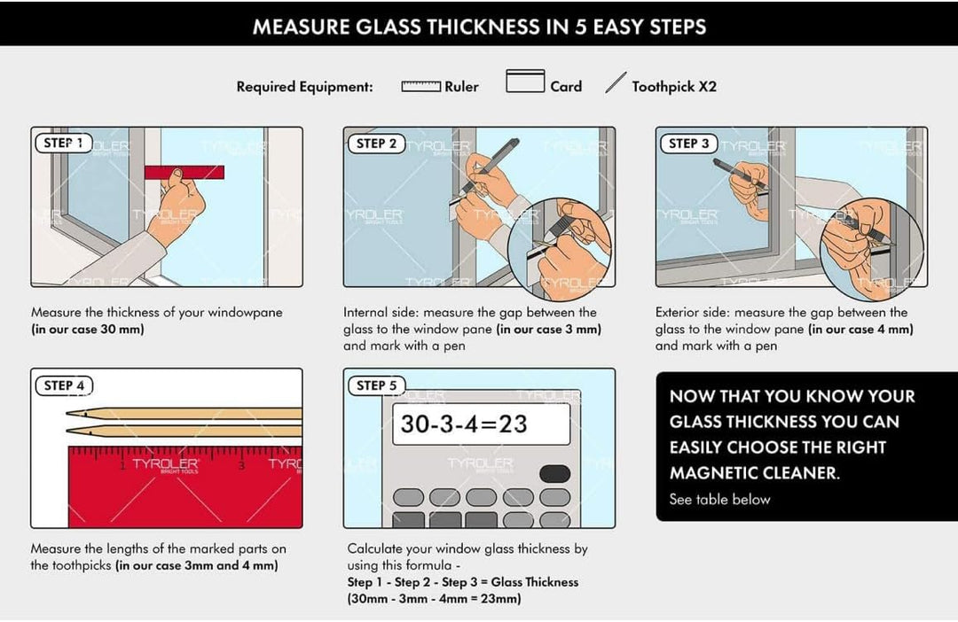 Tyroler Fensterreiniger mit regulierbarer Magnetkraft The Glider D-3 AFC | Fensterputzen leicht gema