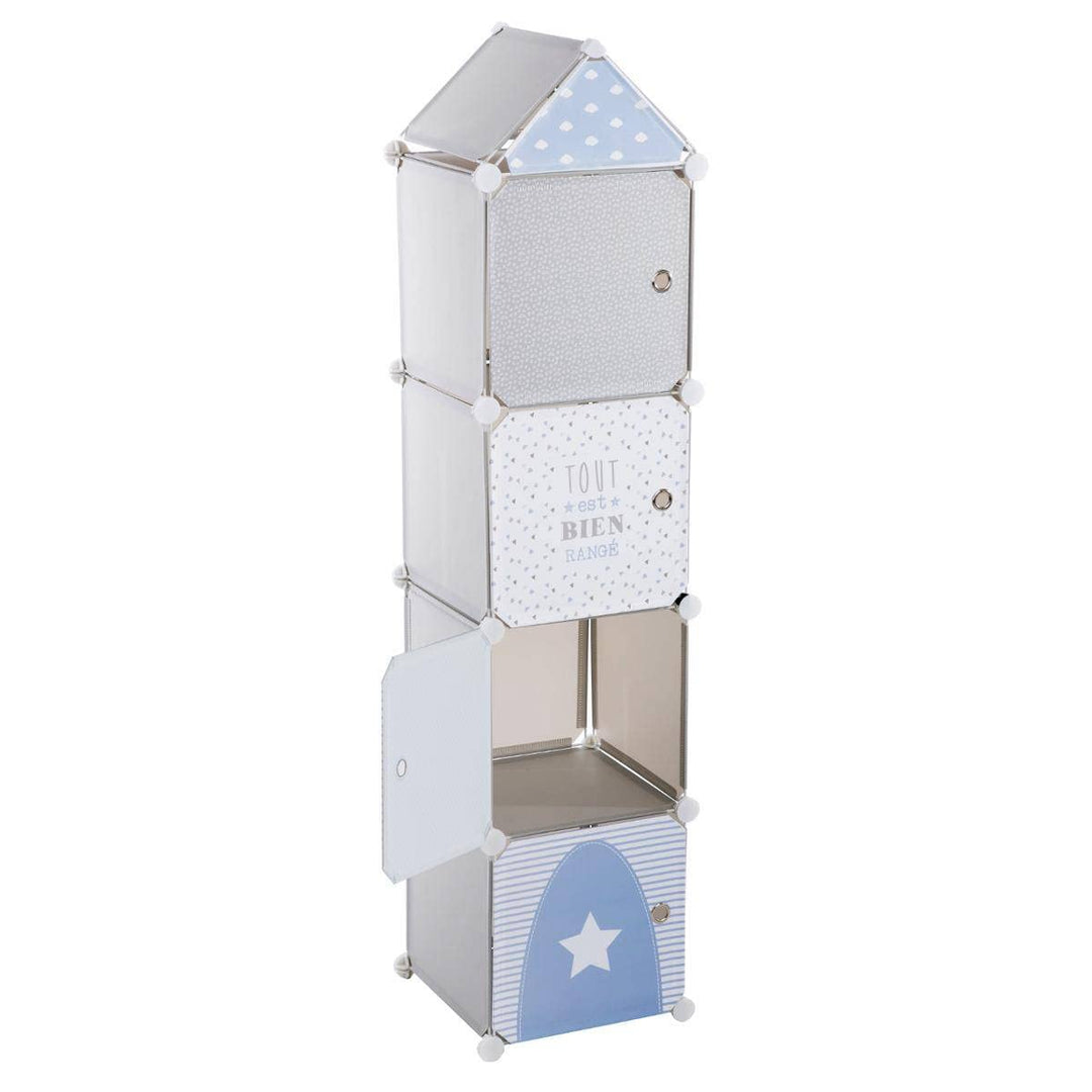 Kinder Aufbewahrungsboxen Colonne - grau und blau 34 × 139 cm - Grau - Atmosphera créateur d'intérie