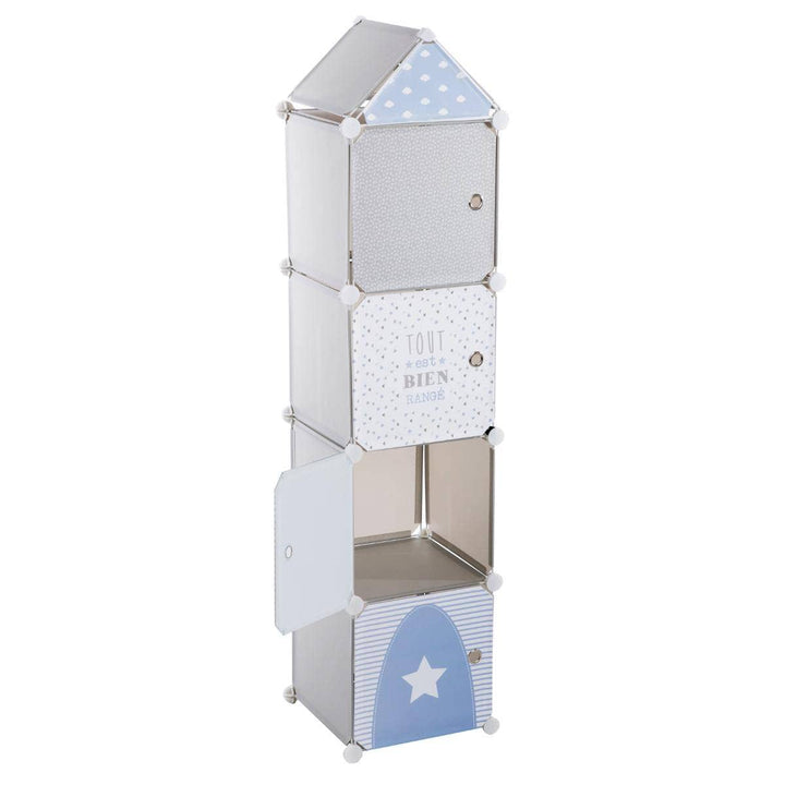 Kinder Aufbewahrungsboxen Colonne - grau und blau 34 × 139 cm - Grau - Atmosphera créateur d'intérie
