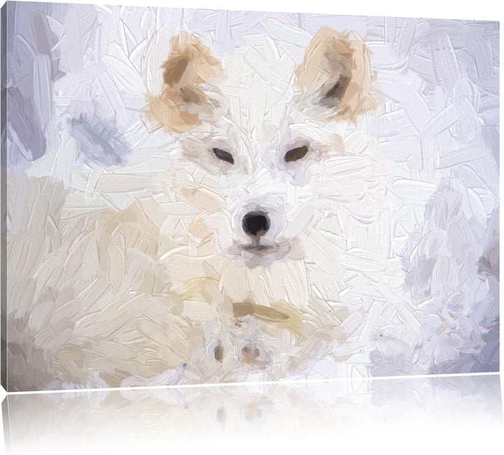 Pixxprint weisser Fuchs als Leinwandbild/Grösse: 100x70 / Wandbild/Kunstdruck/fertig bespannt, 100x7