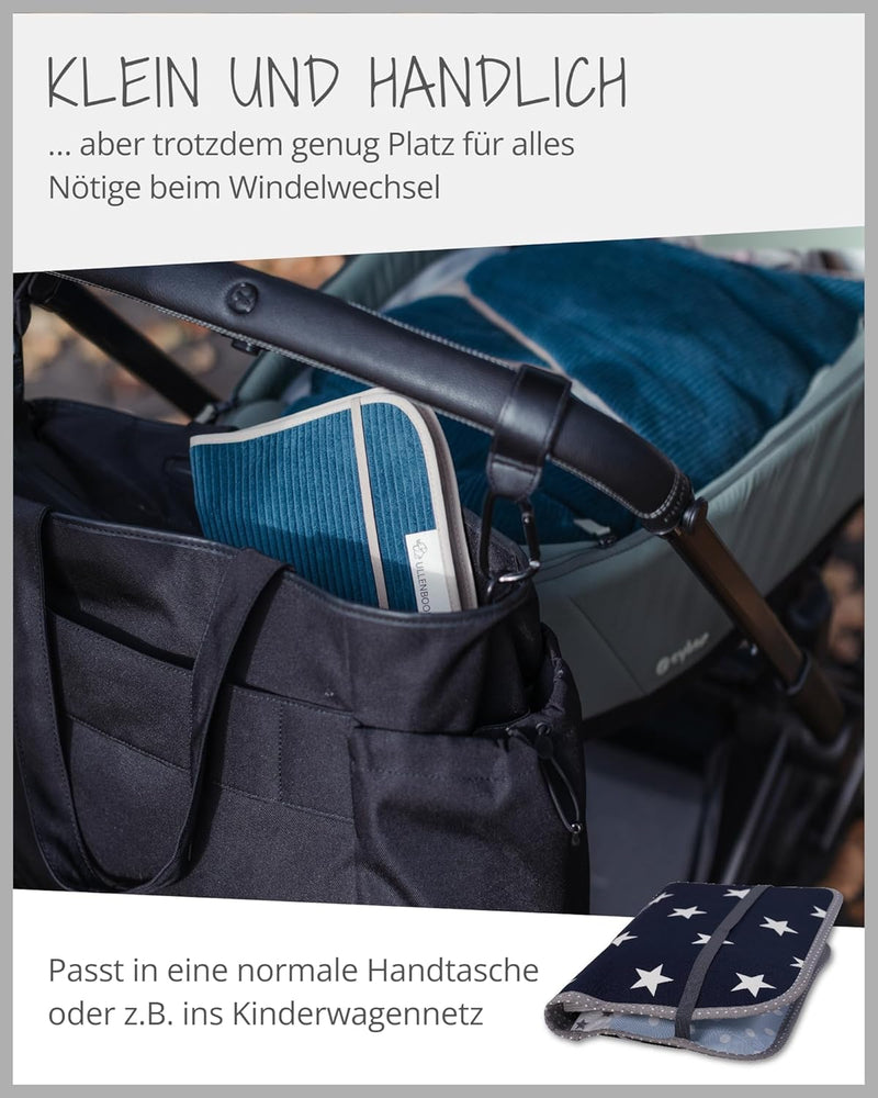 ULLENBOOM ® Windeltasche für unterwegs (Made in EU) - Wickeltasche für bis zu 3 Windeln, Feuchttüche