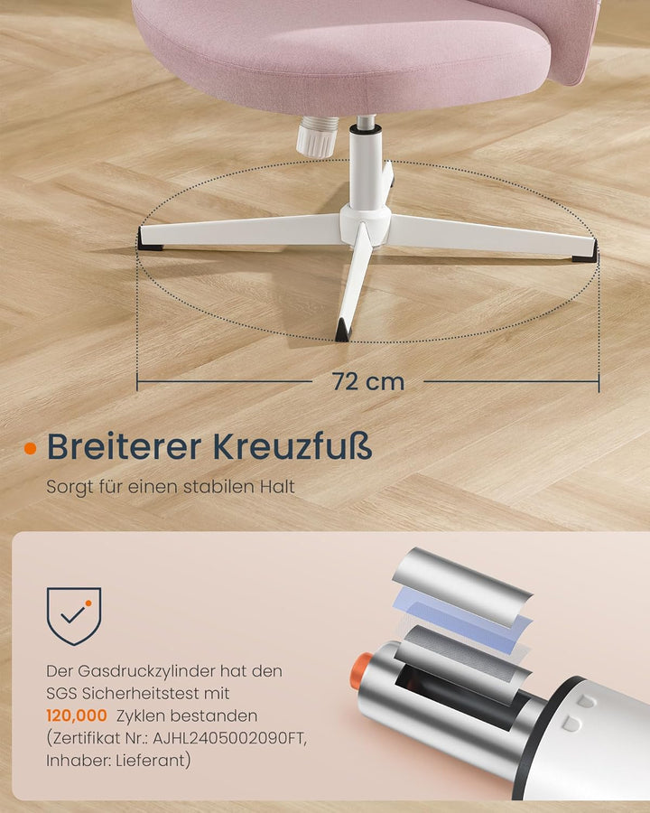 SONGMICS HOME Schneidersitz Stuhl, Schminkstuhl, Drehstuhl ohne Armlehnen, Schreibtischstuhl, breite