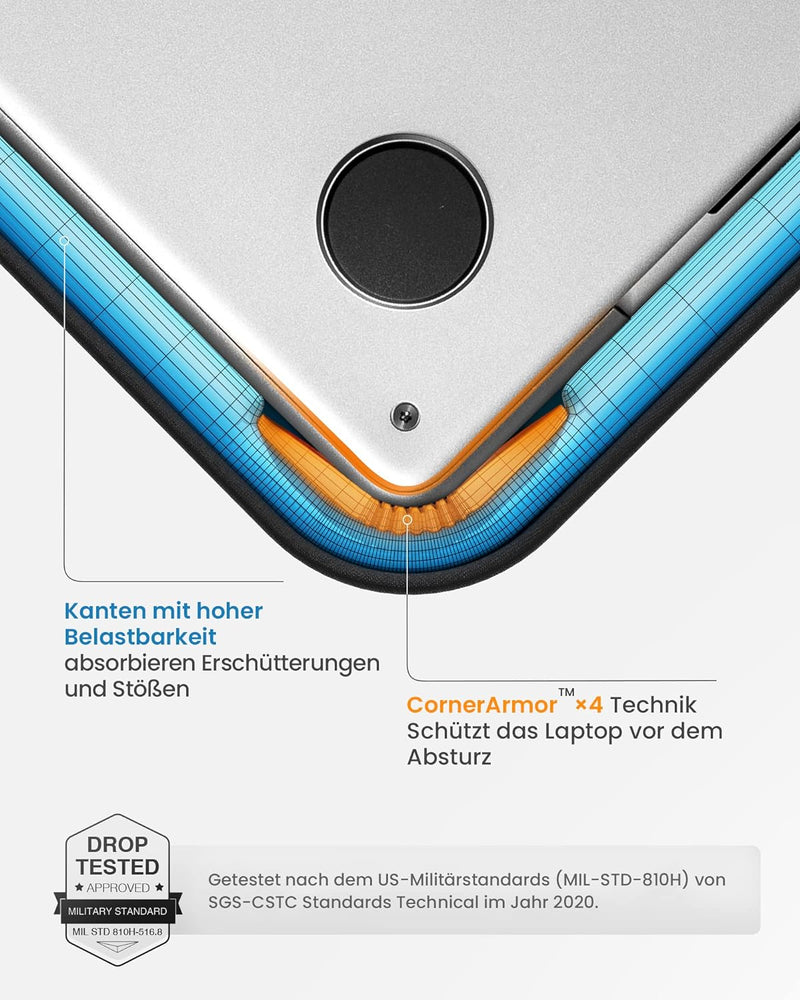 tomtoc 360° Tasche Hülle für 13,5 Zoll Microsoft Surface Laptop 5/4/3, 14-Zoll Acer Swift, Rundumsch
