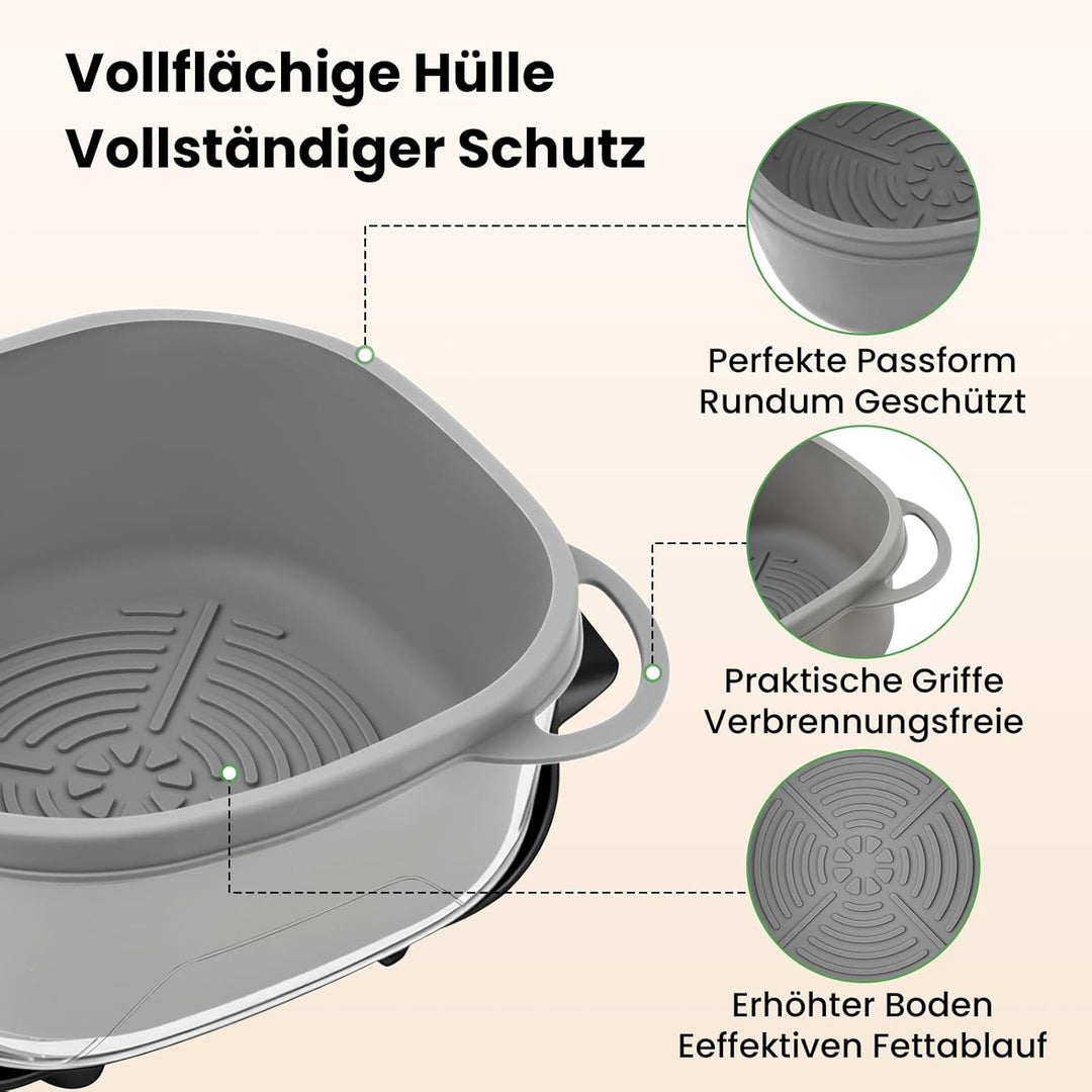 Airfryer Zubehör für Ninja CRISPi FN101EU: Komplett-Set mit 2x Silikonform + 1x Edelstahl Spritzschu