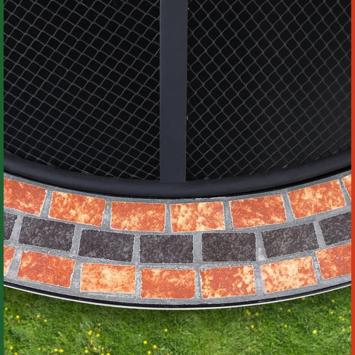 GARDEBRUK® Feuerschale Fuoco mit Funkenschutz Ø76cm Schürhaken Abdeckung Mosaik Rund Garten Terrasse