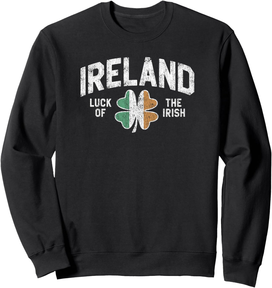 Trendy Ireland Luck Of The Irish Four Leaf Clover Flag Sweatshirt